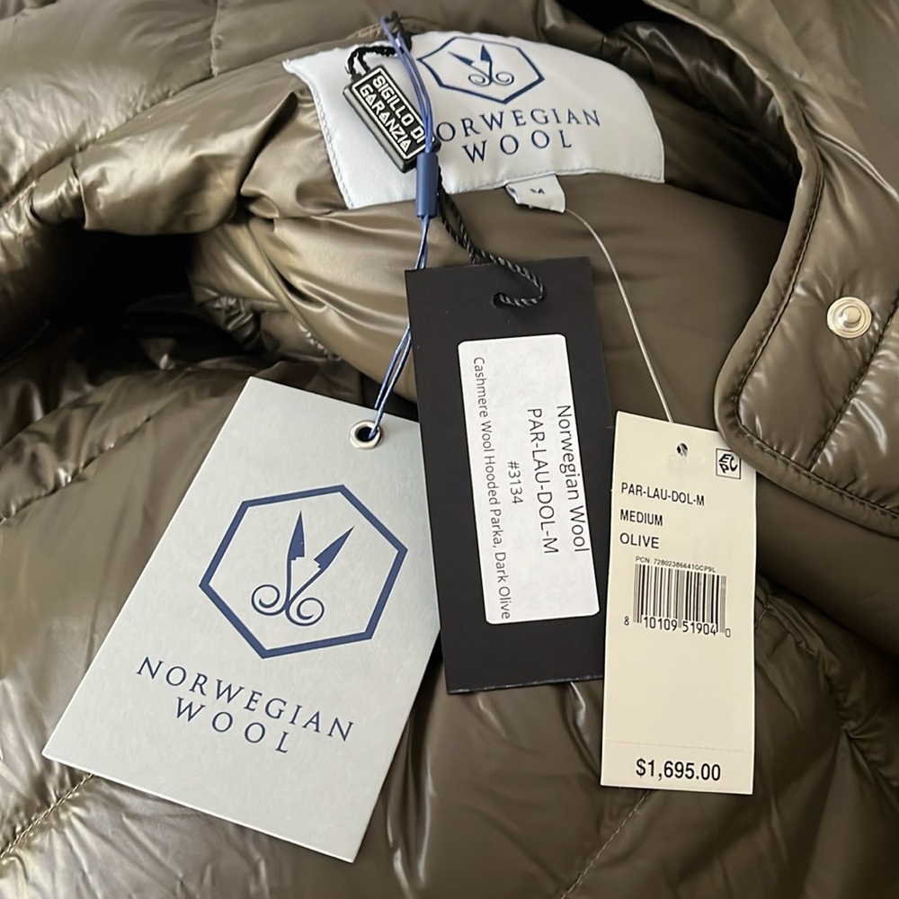 Nwt | Norwegian Wool Cashmere Wool Hooded Down Parka | Sz M — image 7 of 7